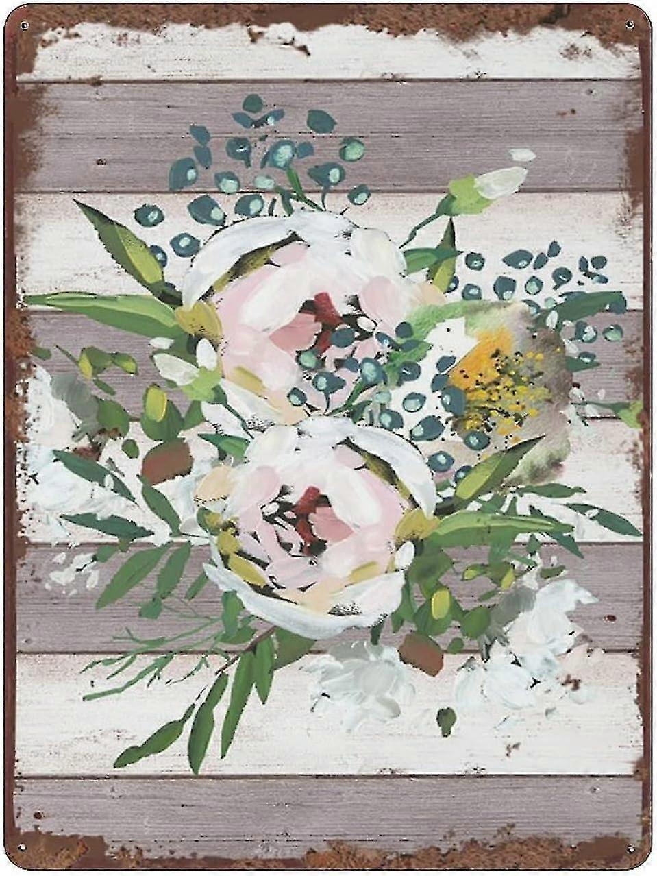 Placa de Metal Floral Suculenta Buquê Vintage Cartaz de Lata Placa de Metal 8x12 Polegadas OU 12x16 Polegadas Modo 2