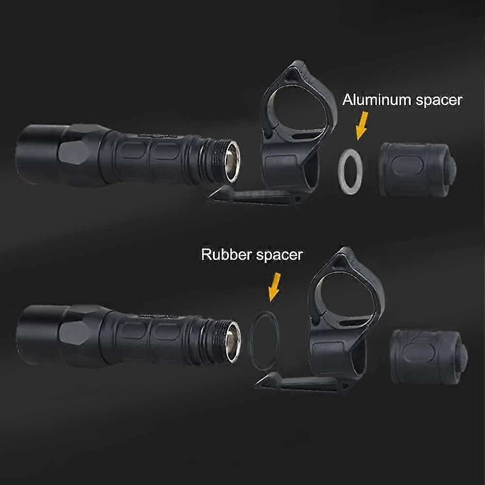 Flashlight Ring, 1'' Tatcical Flashlight Adapter Ring With Pocket Clip Flashlight Finger Release Ring For Surefire Flashlight