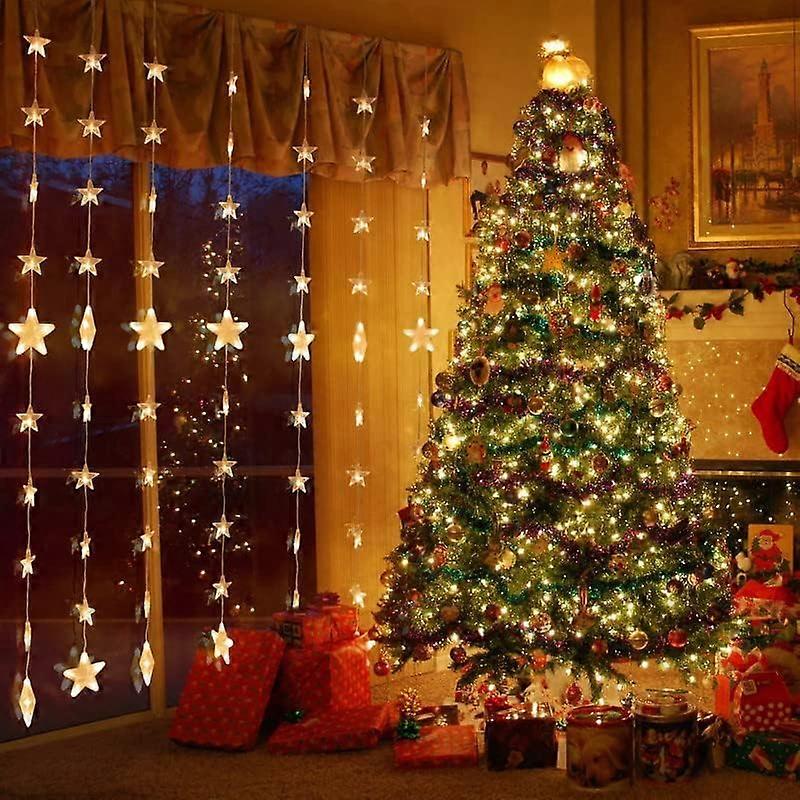 Mirror String Lights, 80 Stars 144 LED Connectable Star Curtain 2mx1.5m with 8 Modes Remote Control Window String Lights Christmas Lights for Window D