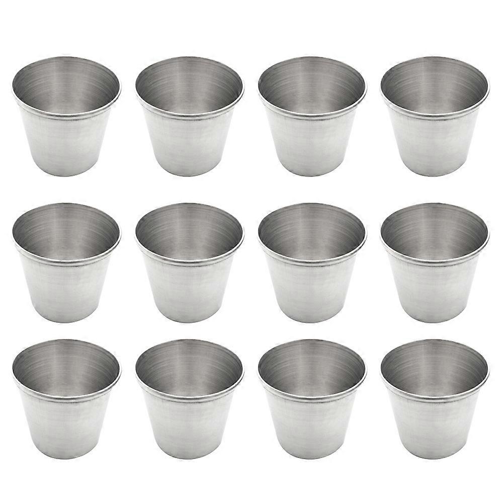 12 stk. shotkopper i rustfritt stål, bærbare drikkekopper, brennevinskopper, vinkopper, sausholder (45 ml)