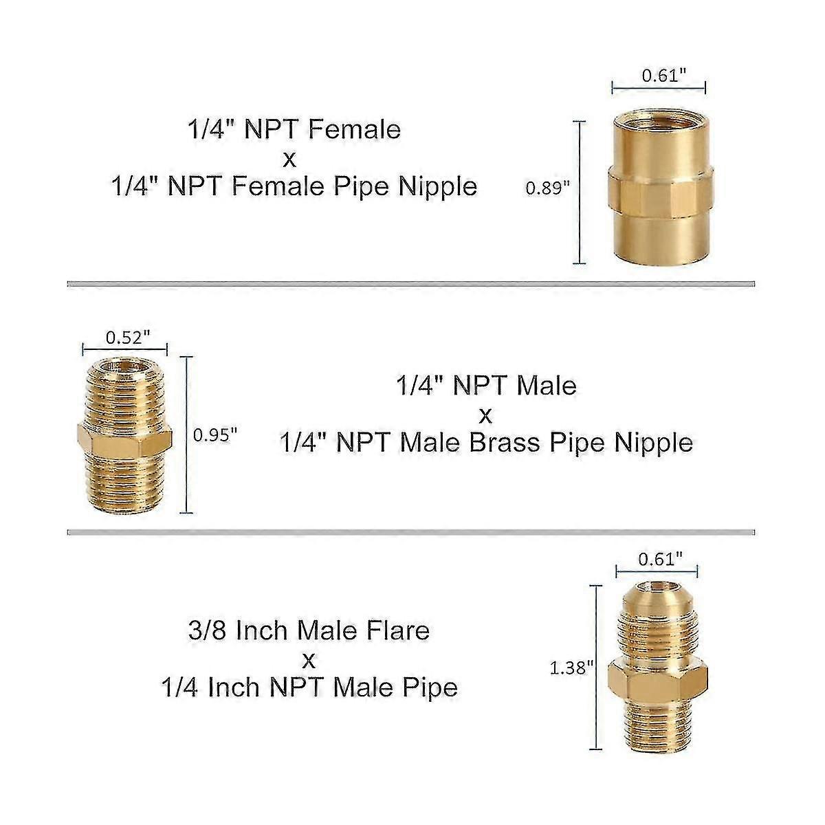 Rv Propane Quick Connect Fitting Adapter Valve, 14 Inch Male Npt Full Flow Plug & 38 Inch Male Fl