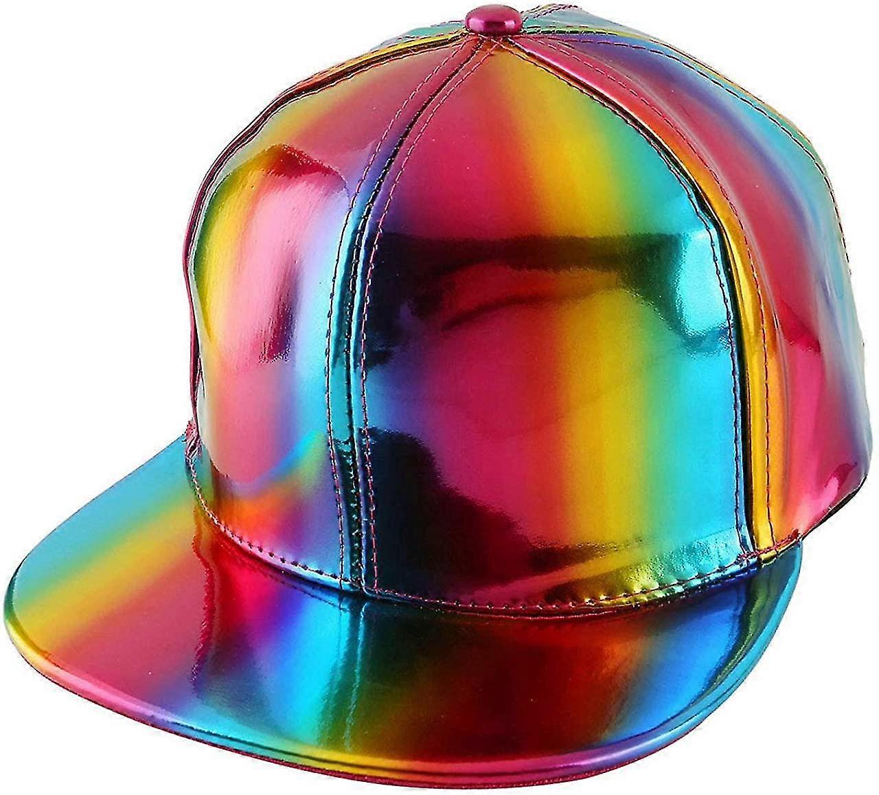 Adjustable Rainbow Baseball  Replica Shining Metallic Cap Gift