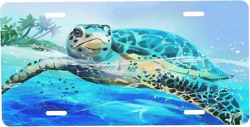 Beach Sea Turtle διακοσμητική μπροστινή πινακίδα κυκλοφορίας αυτοκινήτου μεταλλική πινακίδα αυτοκινήτου, πινακίδα κυκλοφορίας καινοτομίας αλουμινίου για αυτοκίνητο 6 x 12 ίντσες (4 τρύπες)