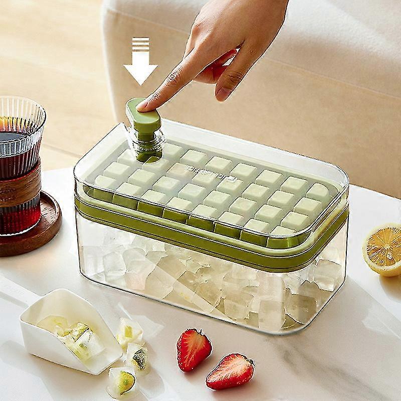 One-button Press Type Ice Mold Box, Kitchen 64 Grid Ice Cube Maker, Ice Tray Mold With Storage Box & Lid