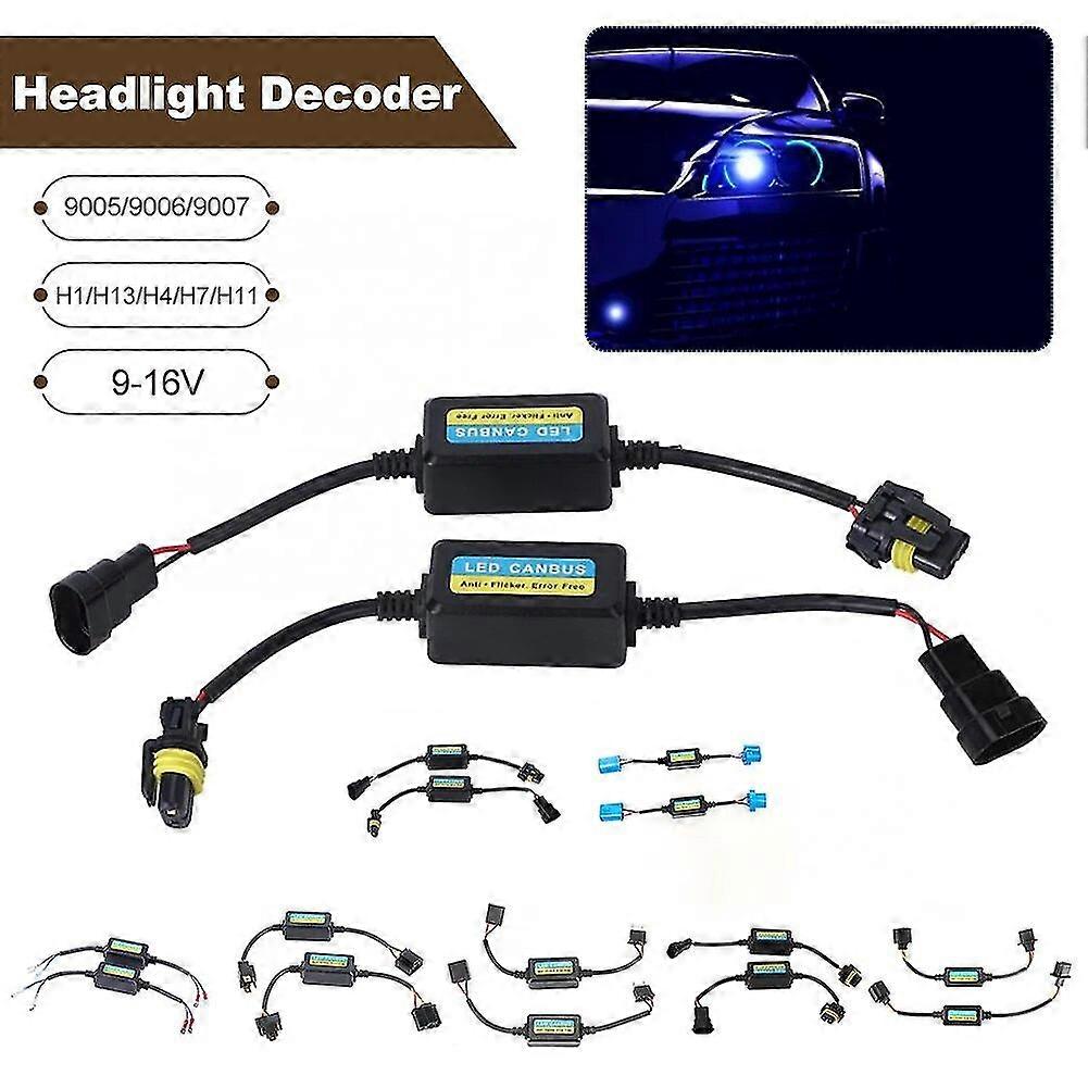 2pcs Headlight Decoder H4 For Car Led H7 Headlight Decoder H1 H13 9005 9006 9007 H11 Led Lamp Anti-flicker Error Canceler Filter