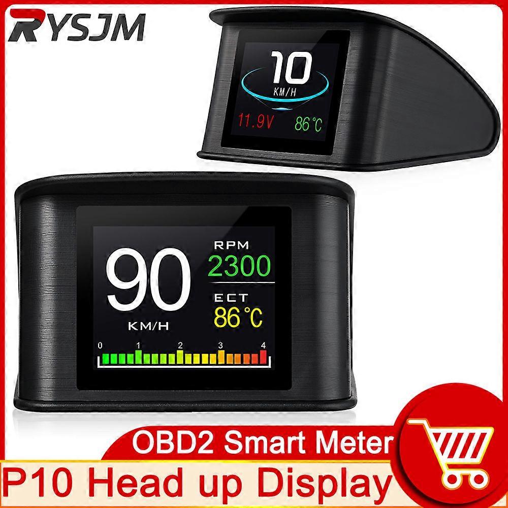 P10 OBD2 Smart Meter Digital HUD Head Up Display For Car Speedometer Temperature RPM Mileage Guage Hud OBDII Car Diagnostic Tool