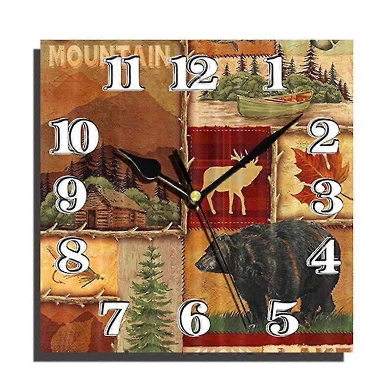 Square Wall Clock Farmhouse Large Wall Clock with Big Numerals Wooden Wall Clock Wall Clock Hanging for Home 2023 New