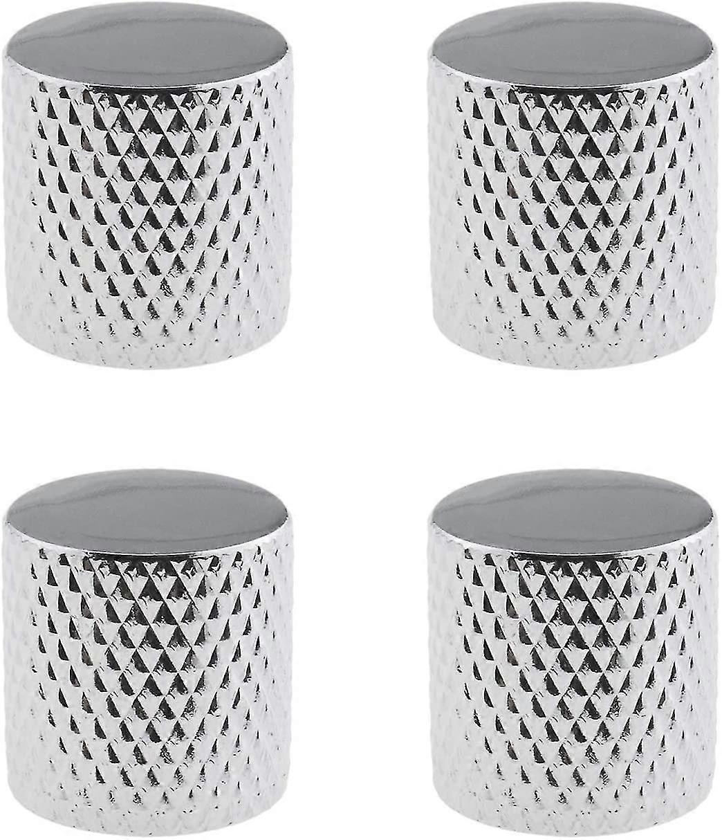 4 Metal Volume Control Knobs For Electric Guitar And Bass 6mm Diameter Black