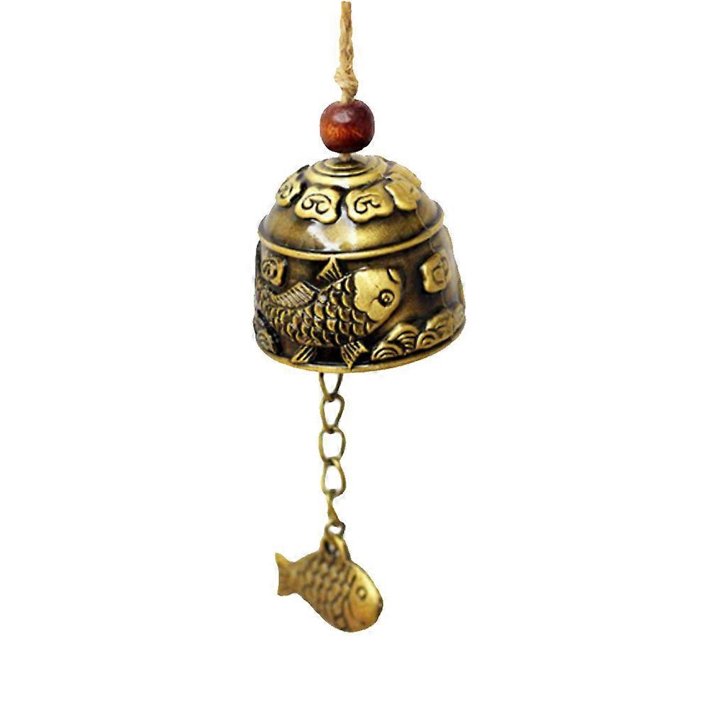 Mini Carp Pattern Fish Pendent Hanging Wind Chime Lucky Bell Home Temple Decor Qinhai