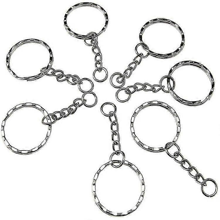 Key Chain Rings Key Rings Set With Link Chain Open Jump Ring And Eye Screws For Crafts Diy(1set, Silver)