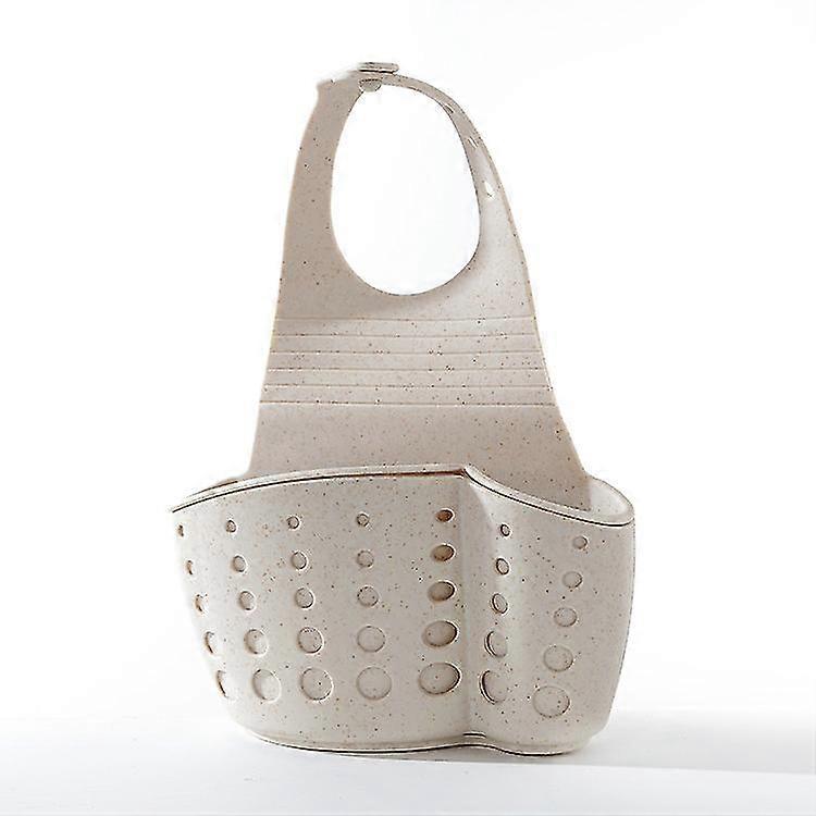 Can Be Hung Double Layer Adjustable Snap Sink Storage Bag Kitchen Shelf Faucet (beige)