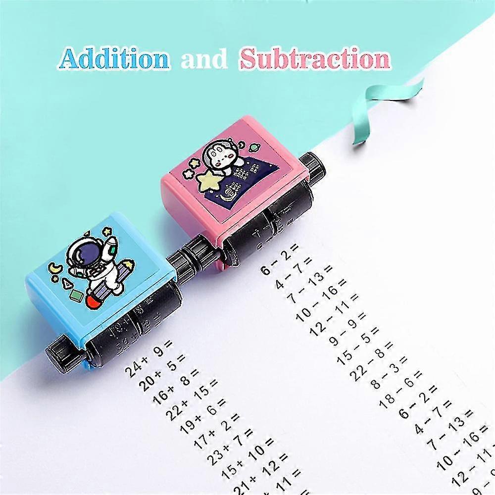 2pcs / sett Addisjon Og Subtraksjon Undervisning Stempler Smart Math Roller Stempler Math Practice Tools Learning Toy For Kids-yky