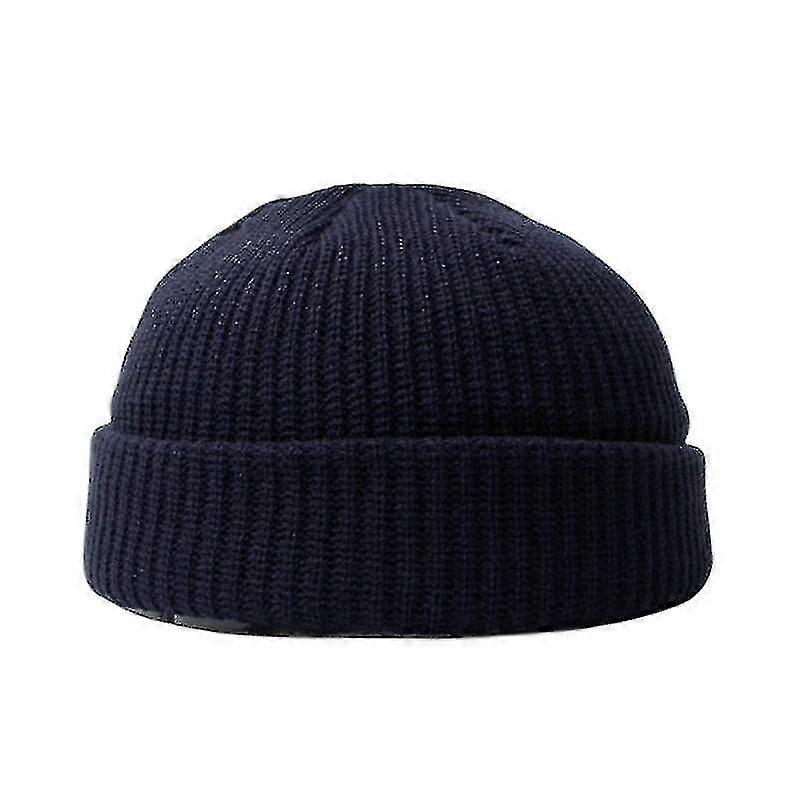 Cold Hat Winter Warm Pullover Hat Versatile Double Knit Wool Hat Solid Color Fashion Outdoor Hat-r