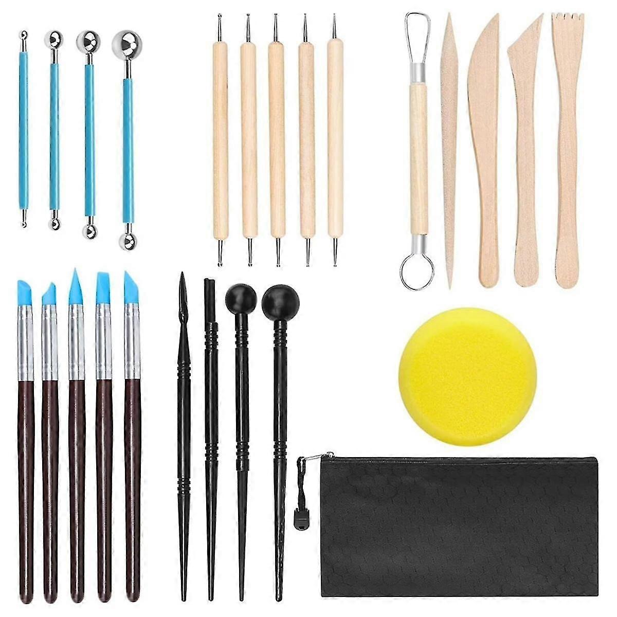 24pcs Polymer Clay Kit, Pottery Tools, Pottery Kit, Clay Sculpting Tools, Sculpting Dotting Tools Set, Dotting Tools