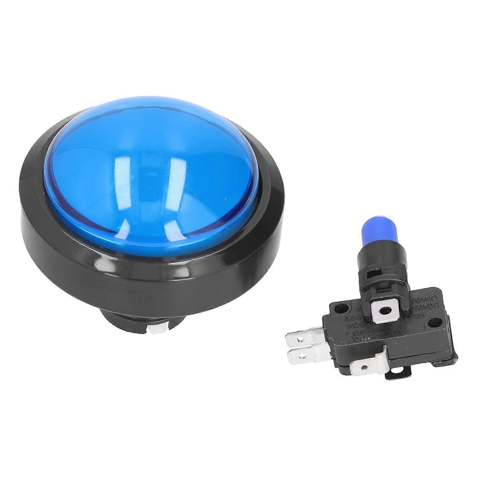 60mm Big Convex Button 2?Foot Switch Button with LED Light for Crane Machine Game ConsoleBlue