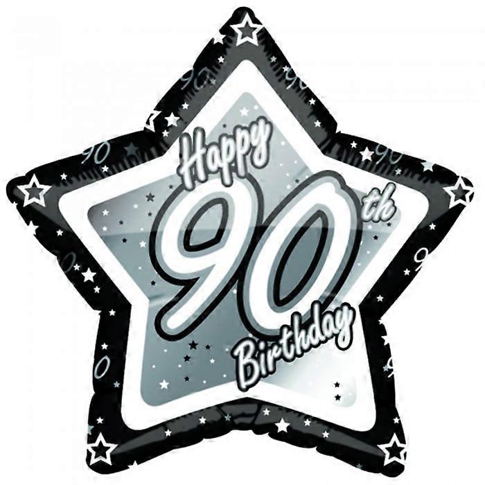 Creative Party Happy 90th Birthday Black/Silver Star Balloon