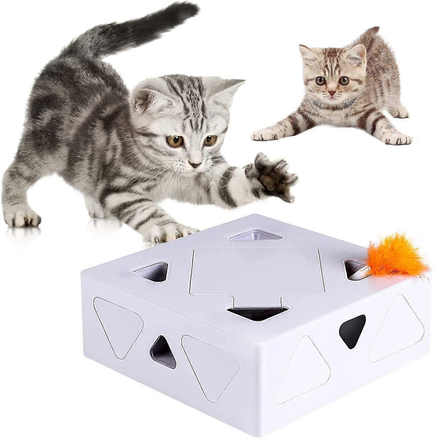 Smart interaktives Katzenspielzeug, Hinterhalt elektronisches Spielzeug mit  rotierender Feder, automatische Abschaltung der lustigen Feder Magic Box