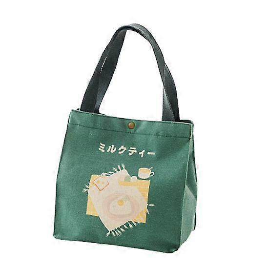 Portable Japanese Style Canvas Large Capacity Thick Lunch Pouch Bento Tote Bag