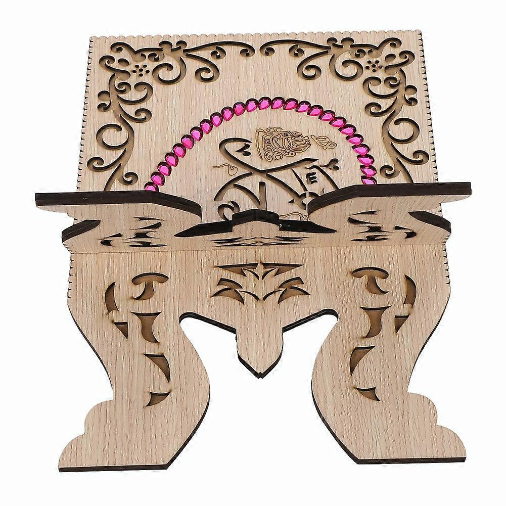 Koran Stand Retro Carved Red Diamond Muslim Reading Bookshelf Holder Religious Supplies