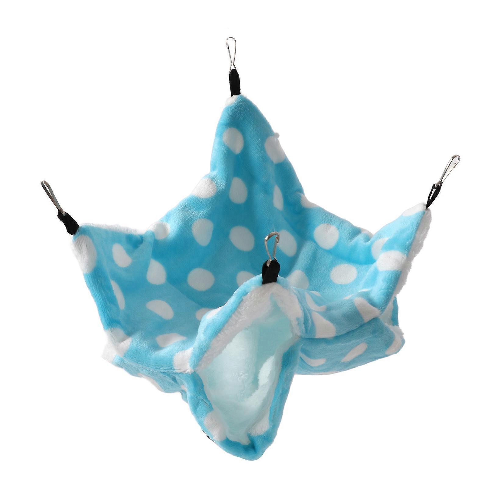 3 Layer Small Animal Hammock Safe Soft Plush Warm Hanging Squirrel Sleeping Bags for Hamster Ferret SquirrelBlue