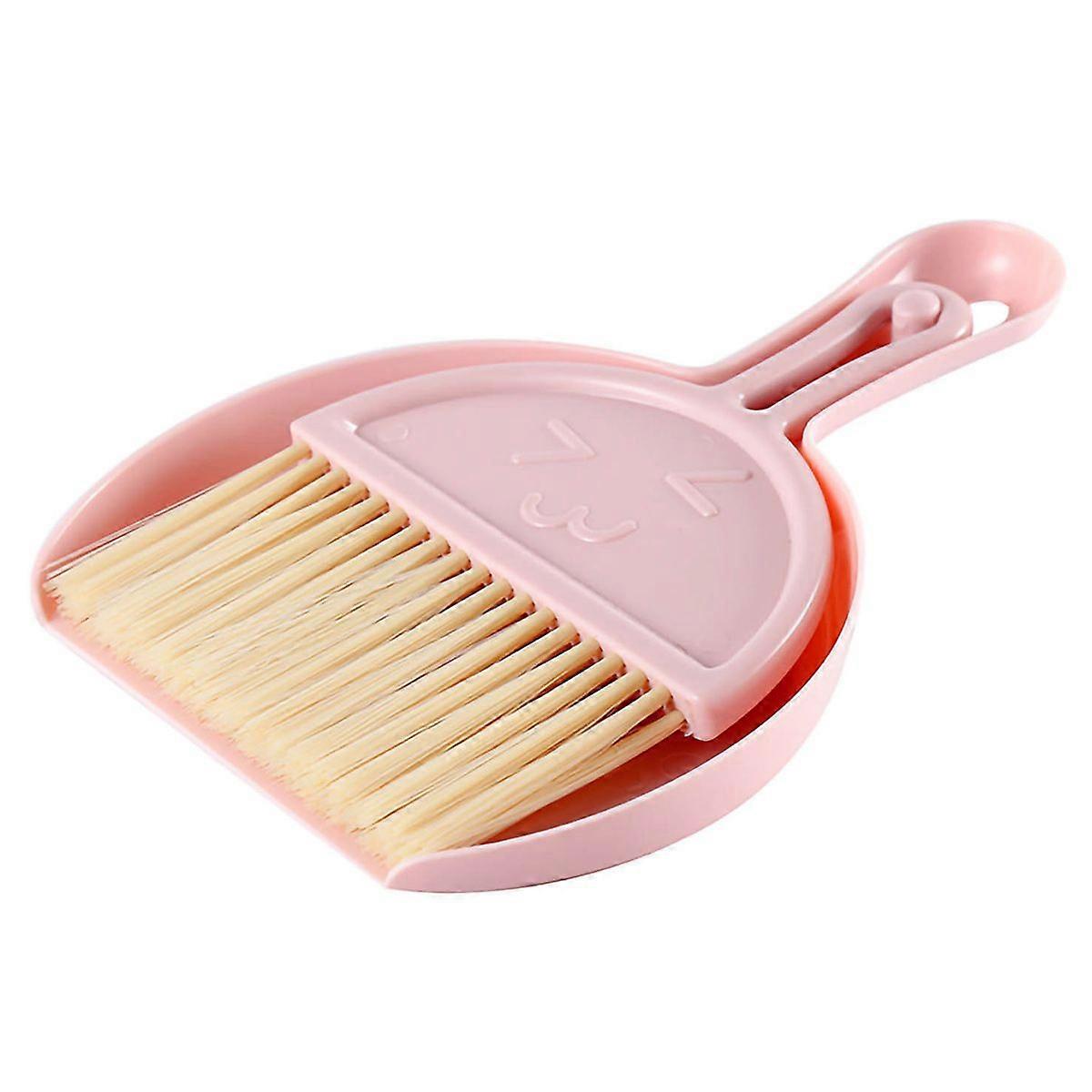 Small Broom and Dustpan Set Mini Hanging Keyboard Laptop Broom Dustpan for Office Table Desk Cleaning Pink
