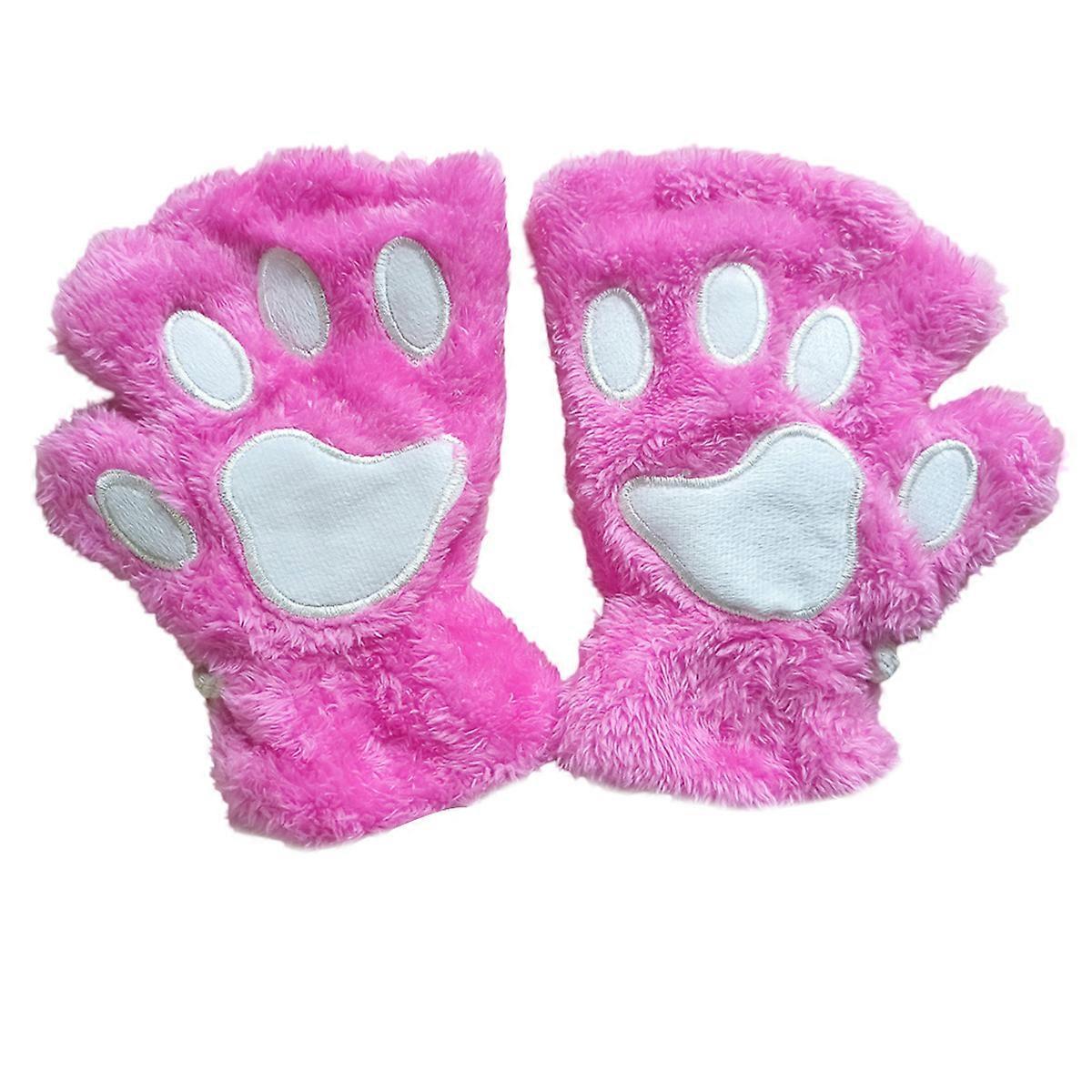 Plush Gloves, Fingerless, Winter, Playful Look