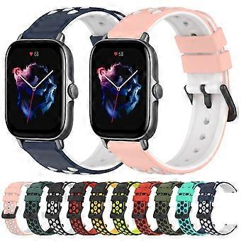 For Amazfit GTS 3 20mm Two-Color Porous Silicone Watch Band