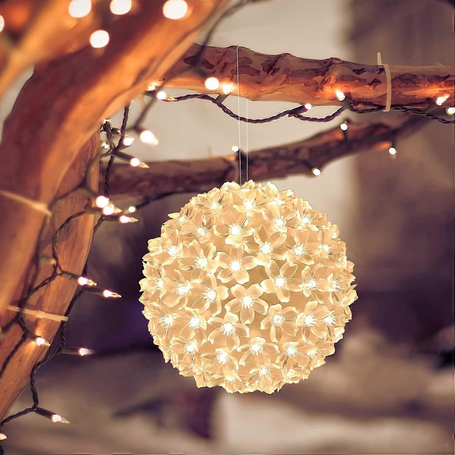Battery-powered sakura christmas ball lights