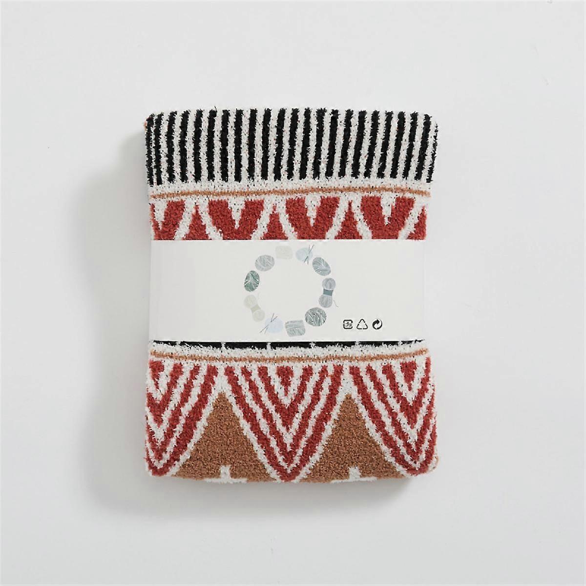 Knitted Throw Blanket Geometric Pattern Cozy Armchair Cover Warm Throws for Sofa Couch Bed Shawl Blanket 120x150 cm