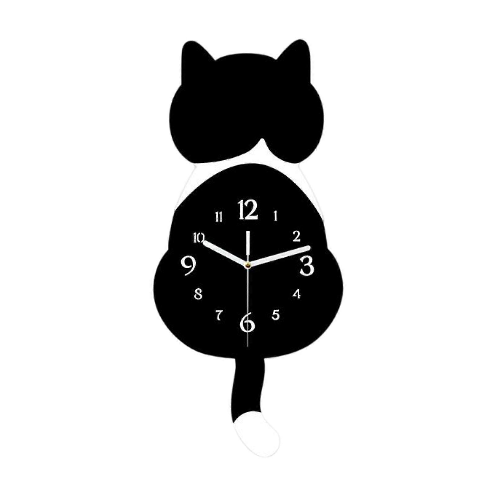 Cat Wall Clock Wall Ornament Stylish Cute Silent Clock Pendulum Decorative Clock
