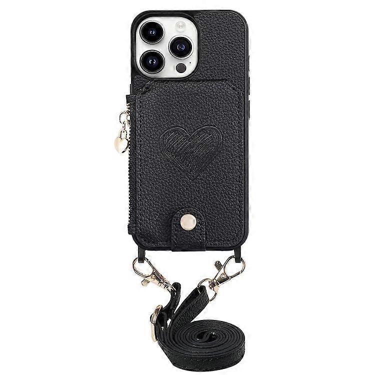 Compatible For iPhone 16 Pro Max Case Card Holder Kickstand Leather Back Cover with Shoulder Strap