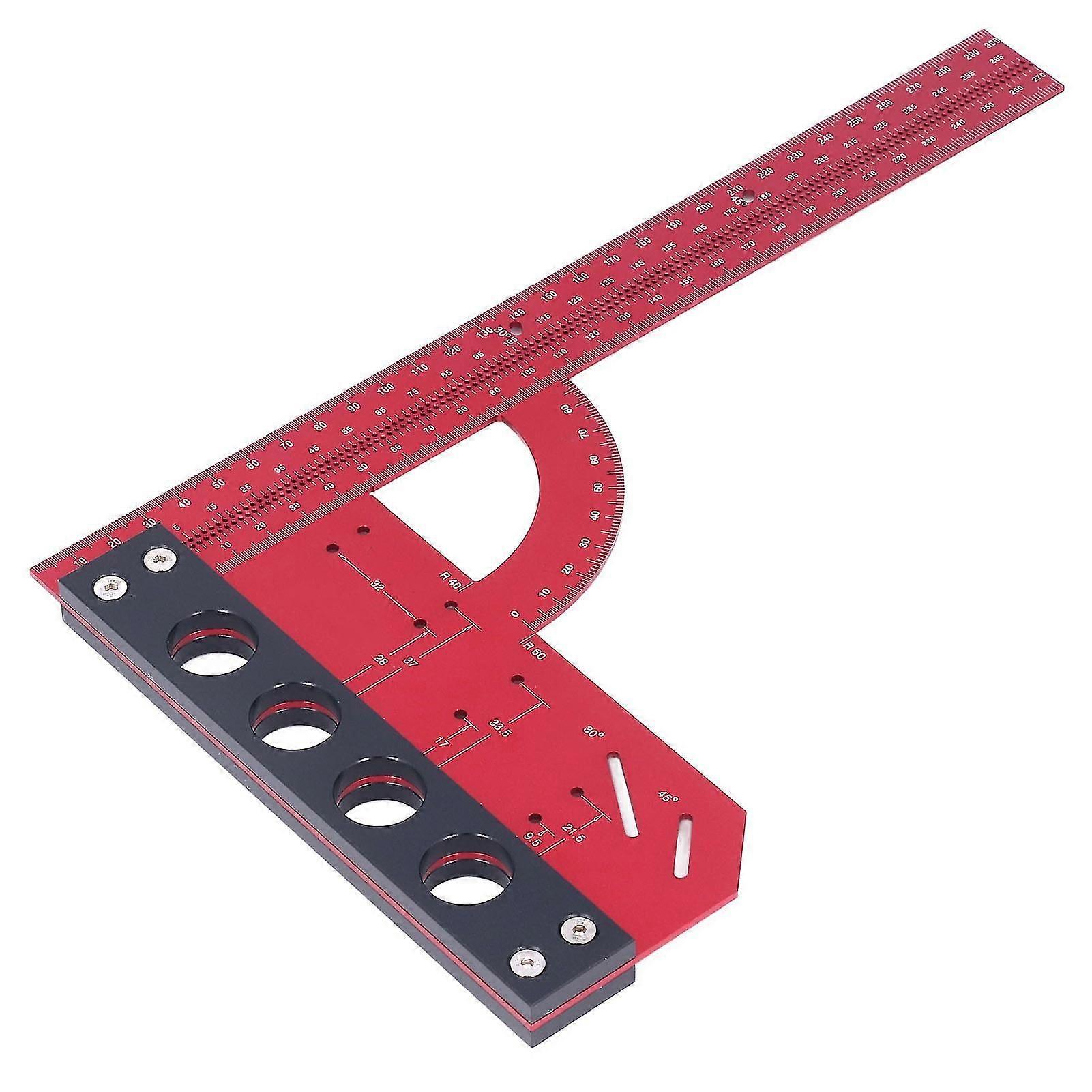 300mm Aluminum Alloy Right Angle Scribing Ruler, Multi-Function Woodworking Measuring Tool