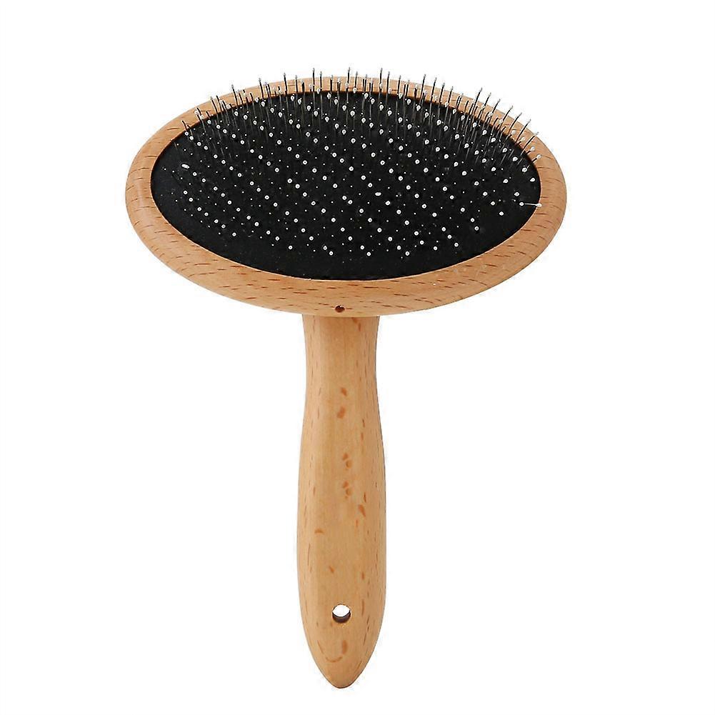 Round Head Elm Bending Handle Pet Comb Oval Pin Brush For Dogs And Cats Large Ergonomic Design