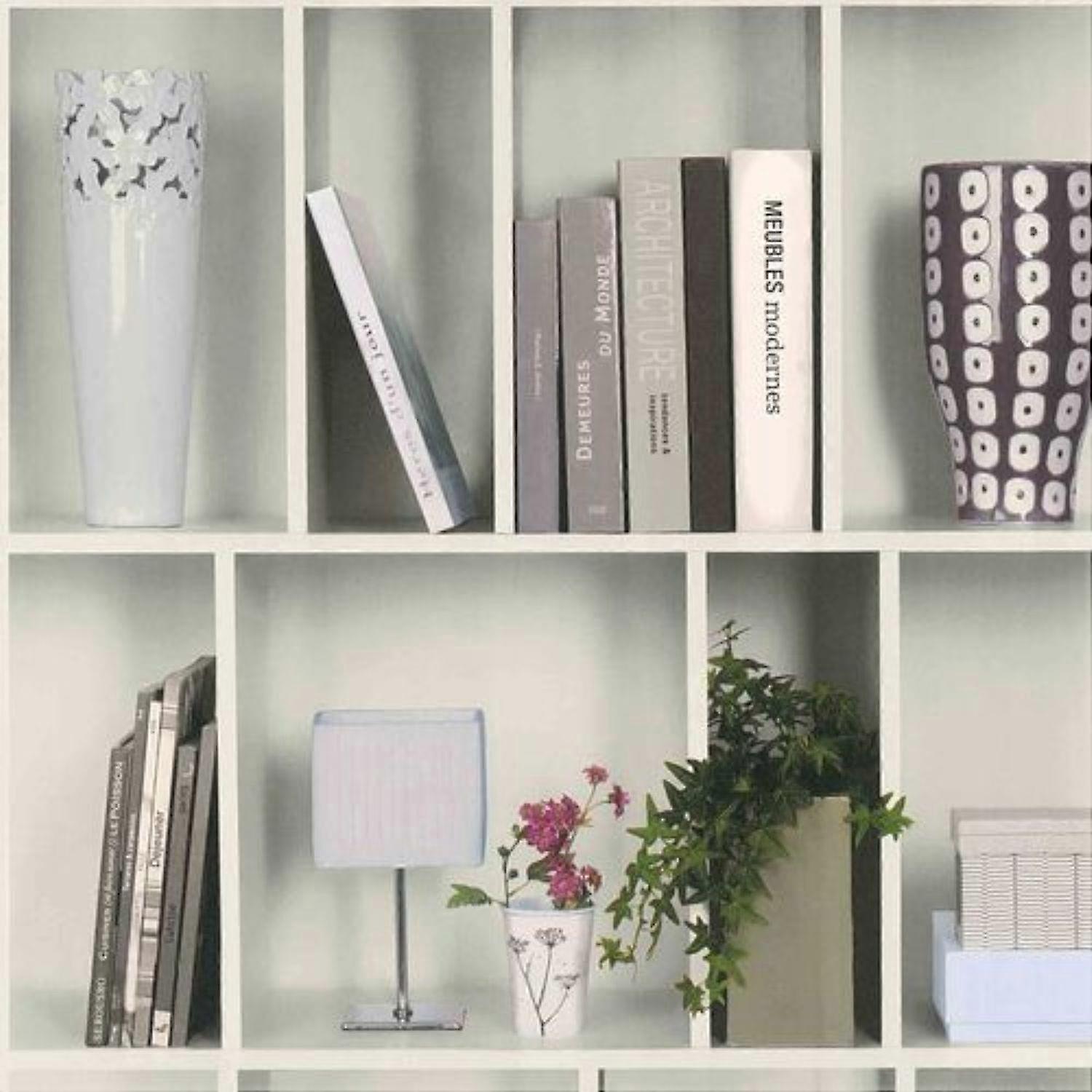 AS Creation Vintage Wooden Shelf Bookcase Wallpaper