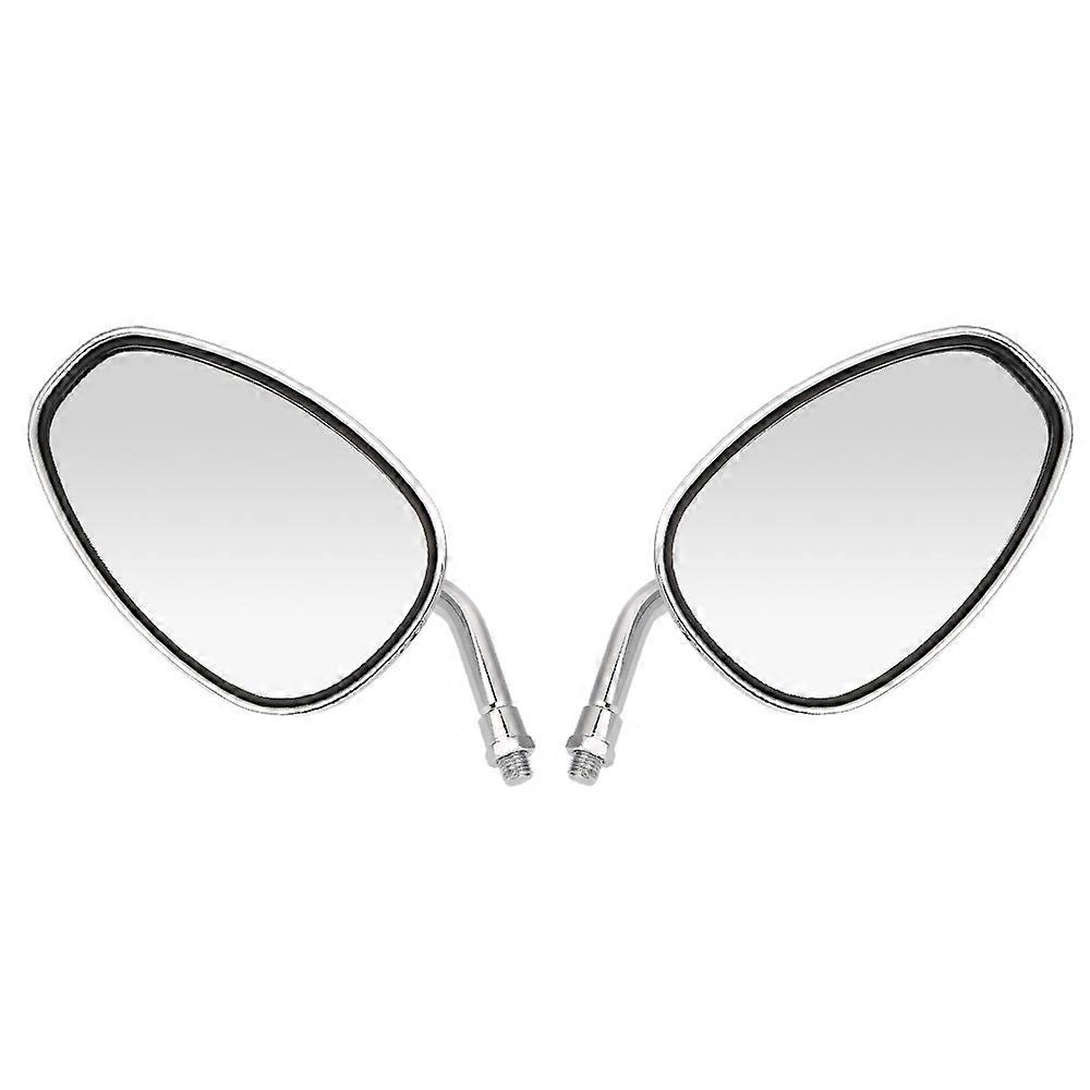 Pair Motorcycle Rear View Mirrors Universal Chrome Oval 10mm Thread