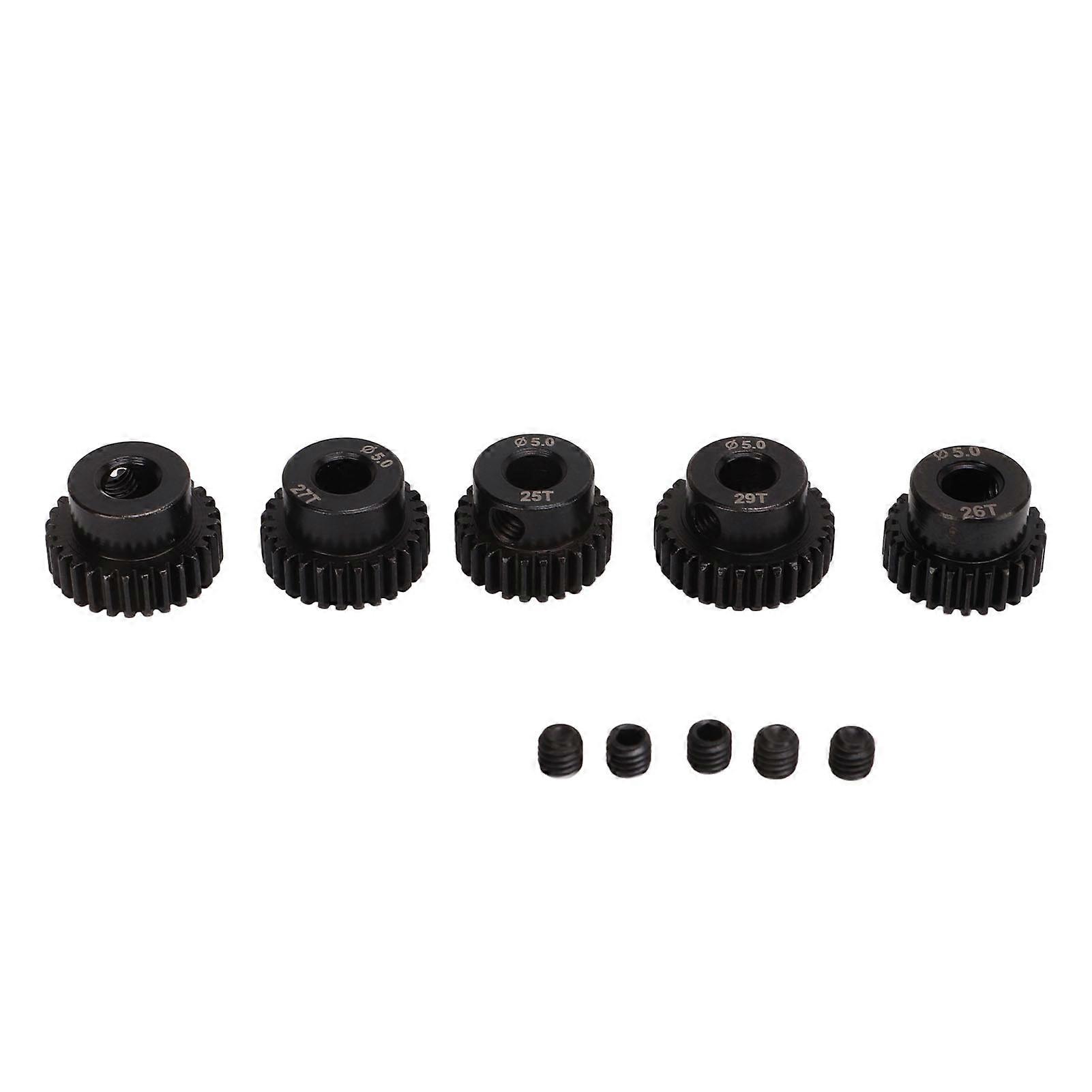 סט הילוכים 48DP פיניון 5.0 מ"מ נגד חלודה 25T 26T 27T 28T 29T שחור RC מנוע גלגל שיניים לרכב 1/10 RC