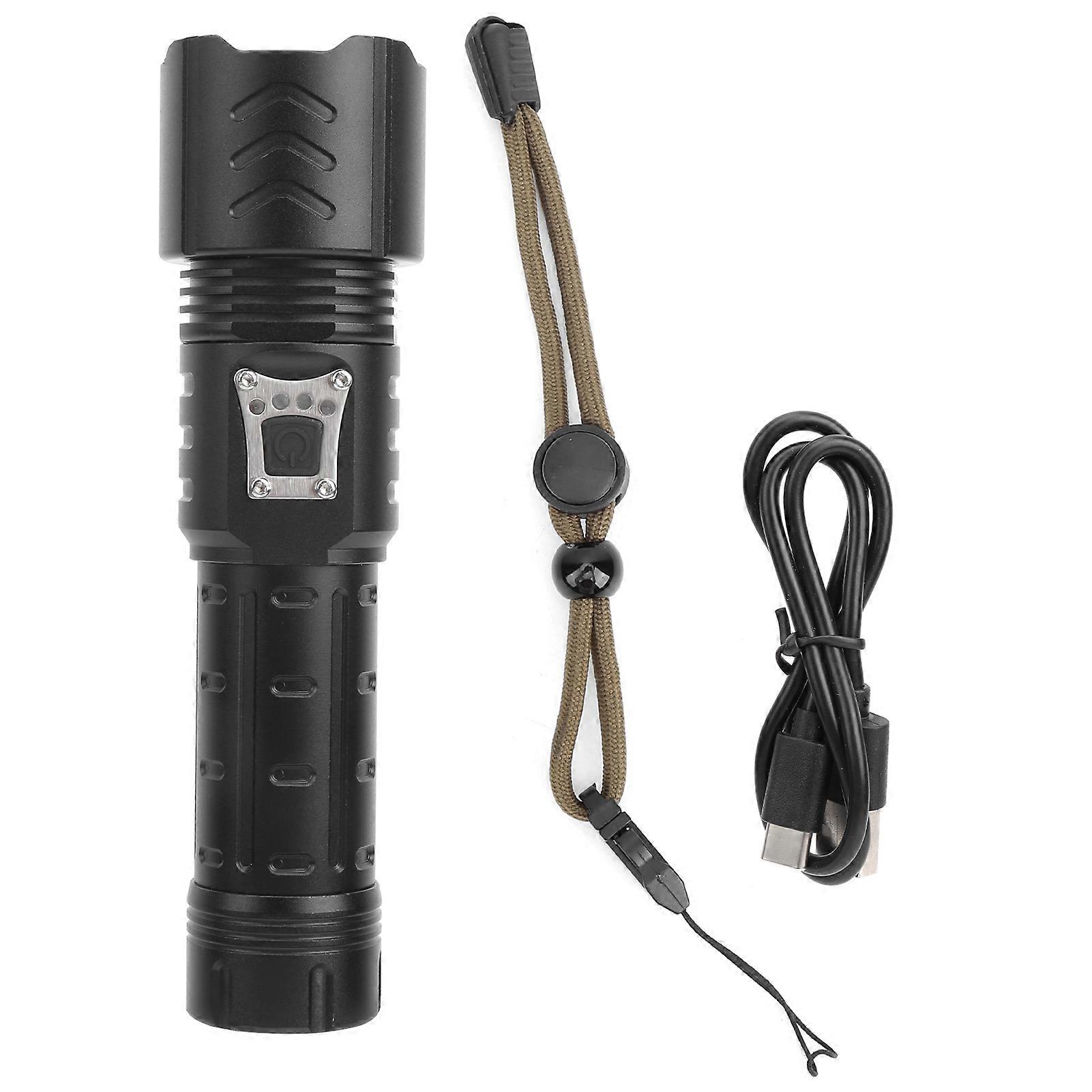 XHP90 Flashlight Zoomable Focusing USB Rechargeable Type‑C Rechargeable Torch Outdoor