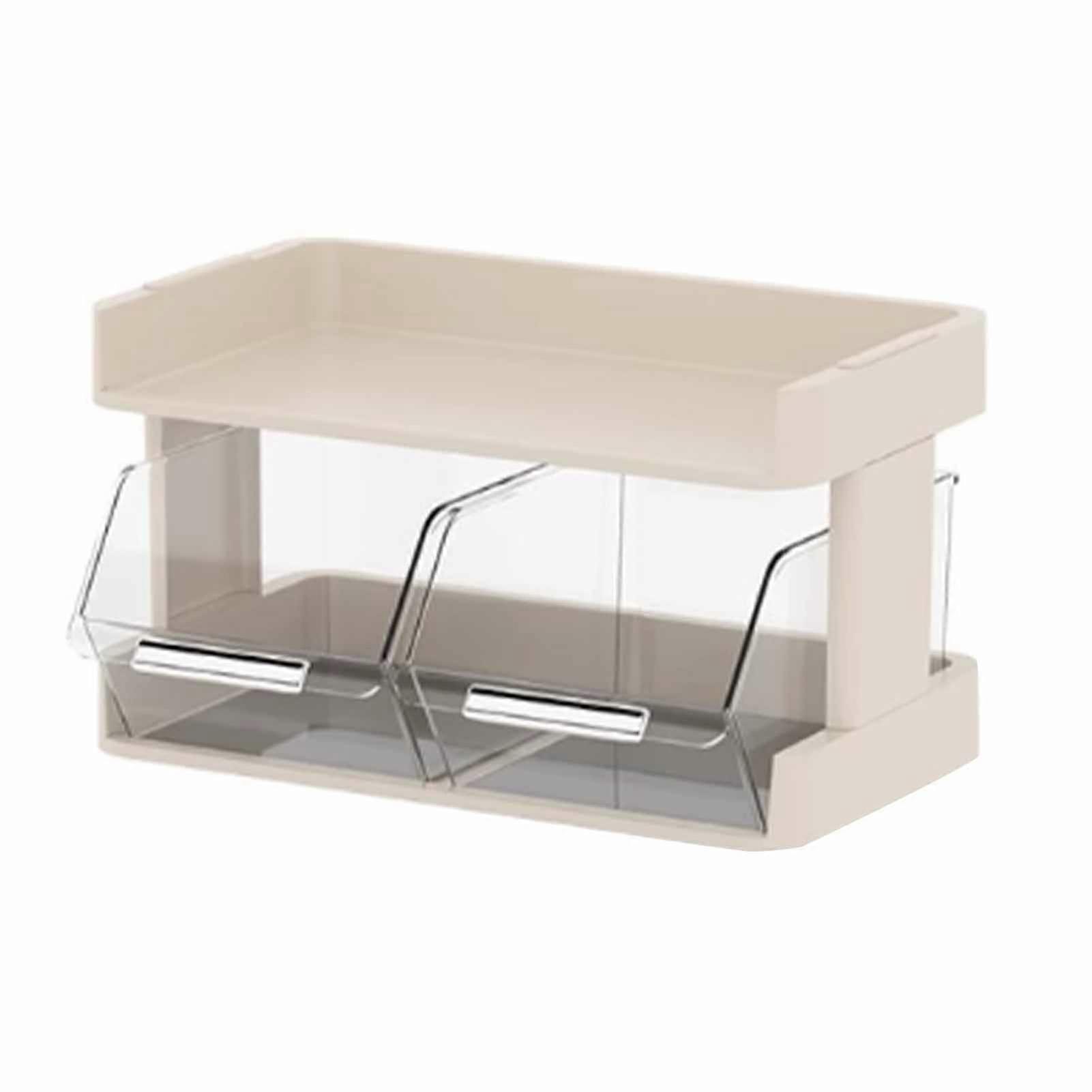 Cream White Tea Bag Organizer 2 Layer Multilayer Desktop Coffee Capsule Storage Rack for Office Bar Countertop 30x17x16.5cm