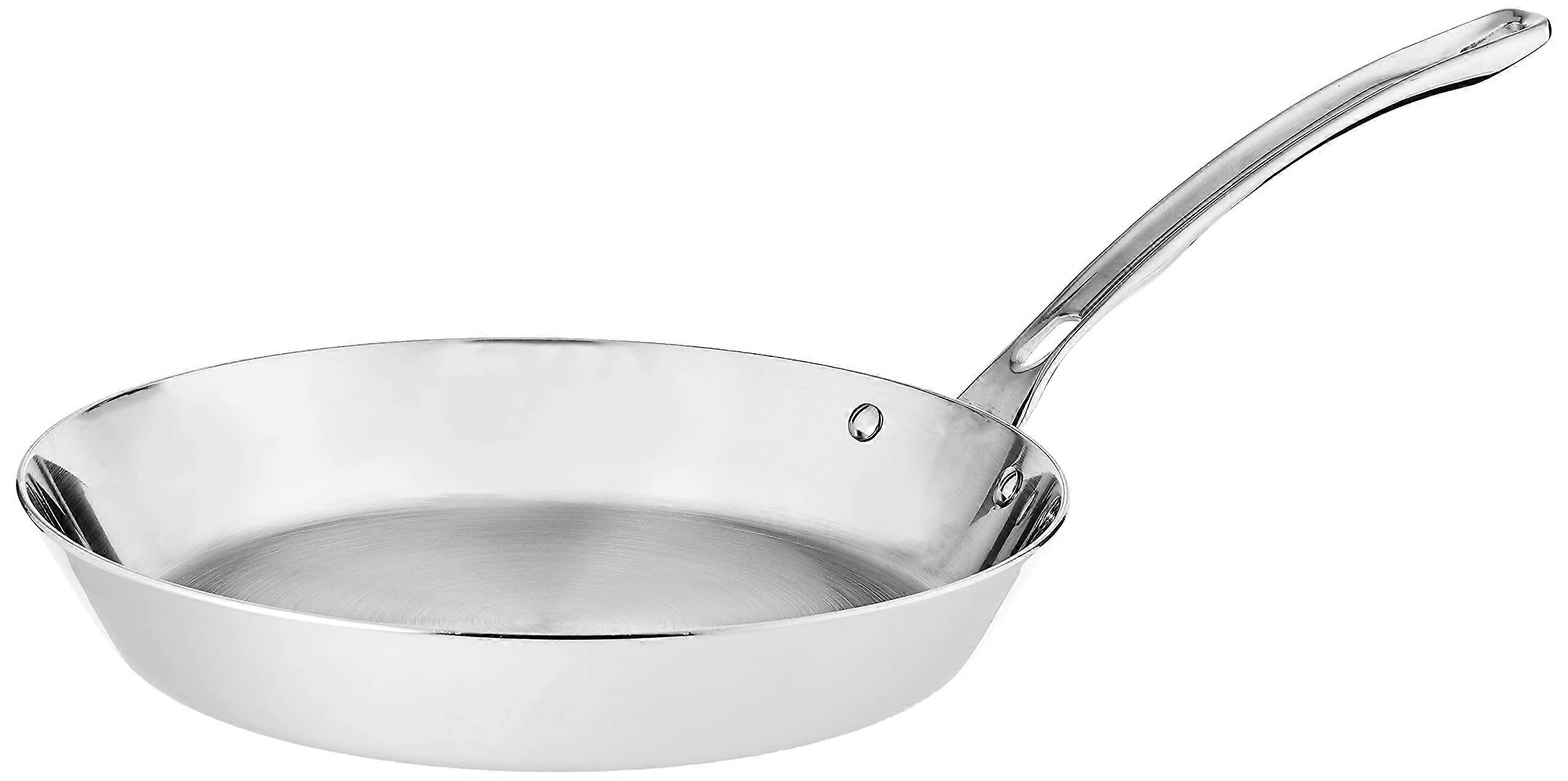 Contemporary Stainless Steel Frying Pan 12 Inch Non-Stick Cookware with Ergonomic Handle and Even Heat Distribution