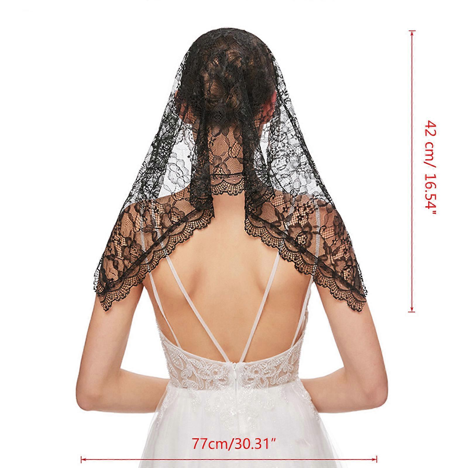 Δαντέλα Mantilla Καθολικό πέπλο Κομψό floral μοτίβο μαλακό άνετο για καλύμματα κεφαλής για γυναίκες Λατινική μάζα για άπειρο off white