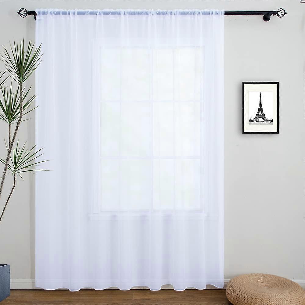 Extra Wide White Sheer Curtain for Living Room 100" W x 96" L, Lightweight Fabric, Modern Style, Elegant Window Treatment