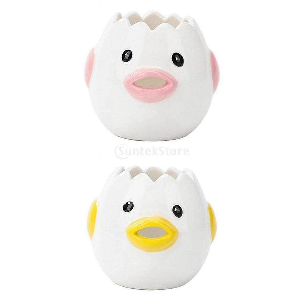 2x Cartoon Chicken Ceramic Egg Separator Tool for Easy Egg White Yolk Separation, Kitchen Accessory, 4 Inch