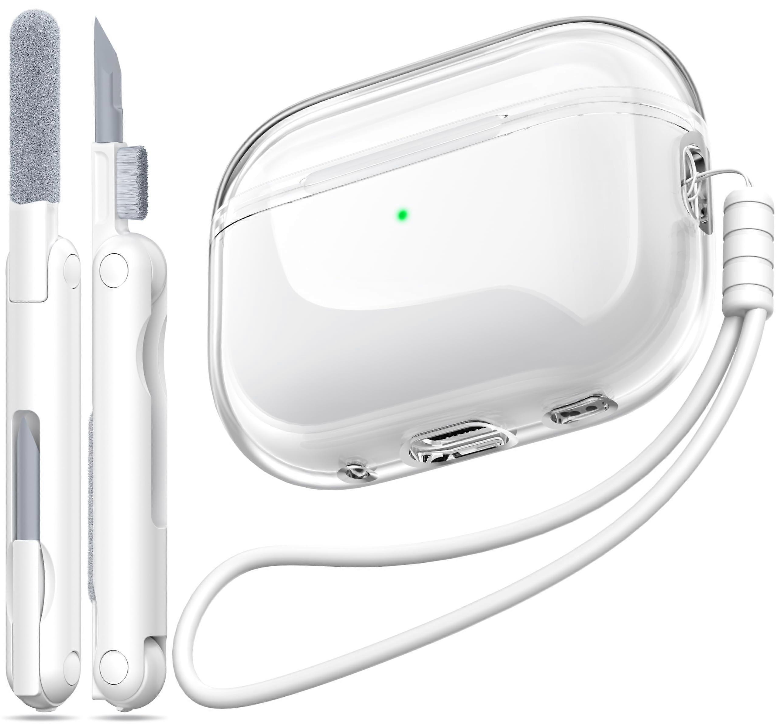 Case for AirPods Pro 2, Transparent Soft Military Grade Shockproof Cover, Compatible with USB-C Charging, White