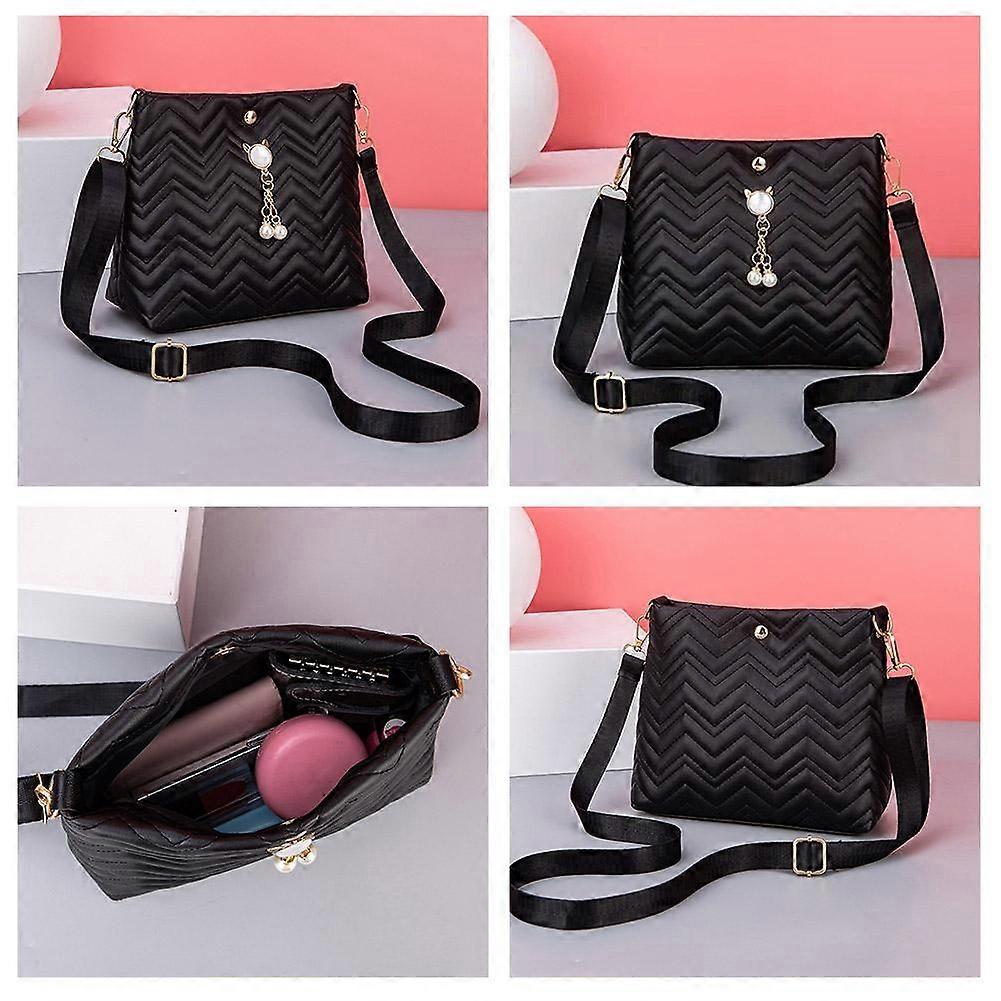 Stylish PU Leather Shoulder Bag Wave Pattern Cross Body Messenger Bag