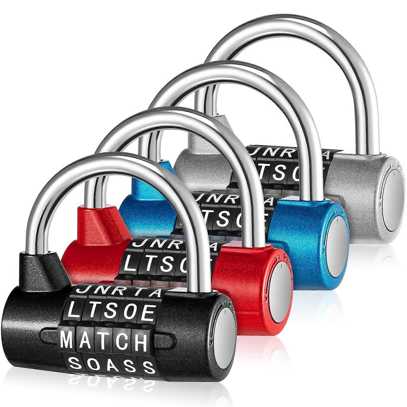 5 Digit Combination Lock - 4 Pack Heavy Duty Keyless Resettable Metal Lock for Gym Lockers, Toolboxes, Cabinets