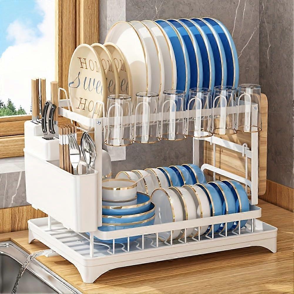 Dish Drying Rack for Kitchen Counter Over The Sink, Detachable Larger Capacity 2Tier Set