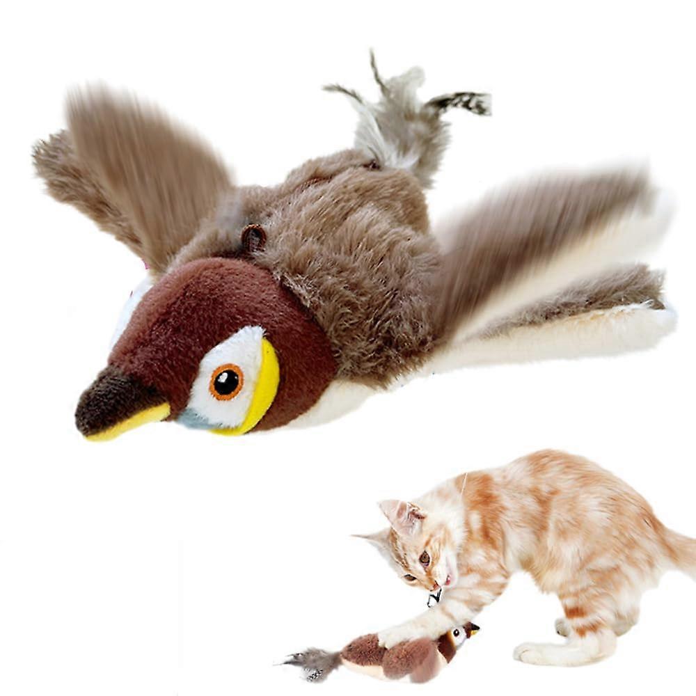 Bird Cat Toy 2025 New Interactive Chirping Simulated Flapping Wings Plush Kitten Toy For Indoor Cats