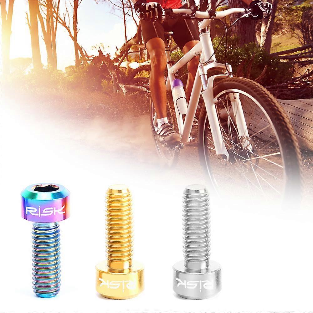 RISK 2PCS M5×14mm Titanium Bolts for Bike Thumb Shifter Fixed Screws Ti Conjoined Hexagon Ti Screws Ti Fastener MTB Bicycle Parts