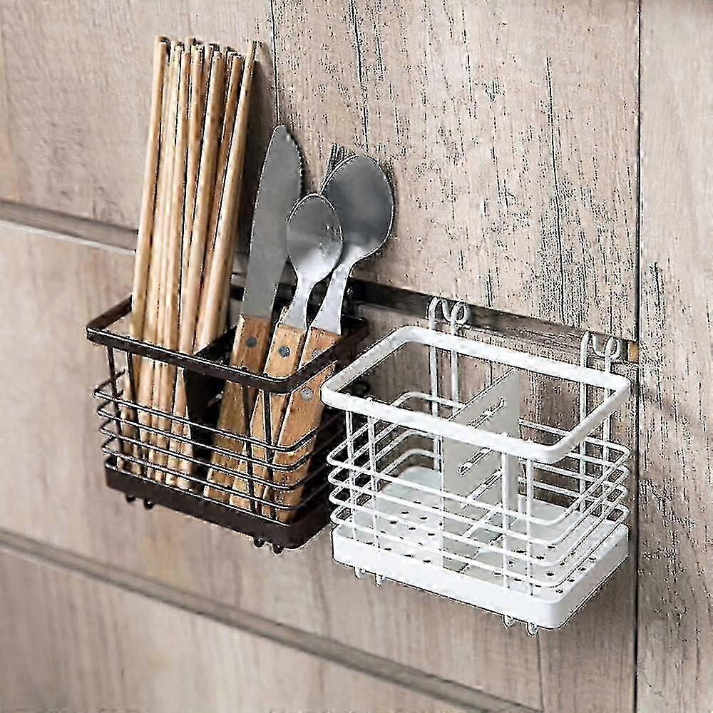 kitchen hooks wall-mounted cutlery holder Rectangular hanging basket with hanging chopsticks Drainer with for spoons forks chopsticks