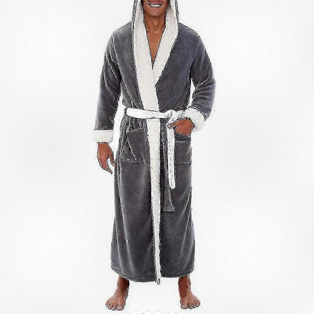 Men's Long Hooded Bathrobe Soft Nightgown Robe Dressing Gown Suitable for Various Brands A20241206192